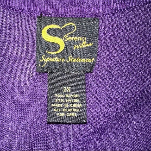 NWT Serena Williams Purple Sequin Cardigan 2X Long Sleeve Sparkle Glam Layering - Picture 5 of 10